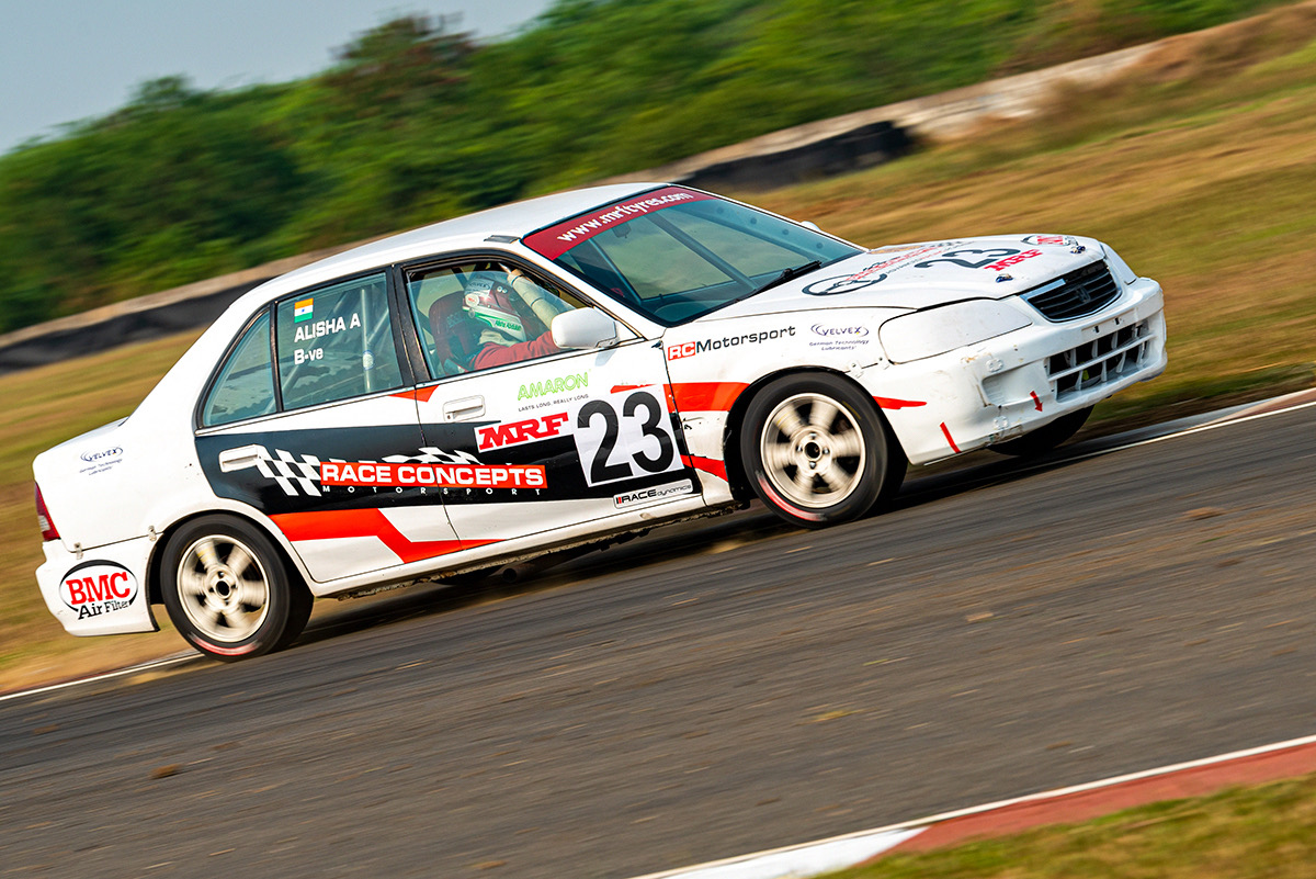 Alisha racing car #23 at high speed