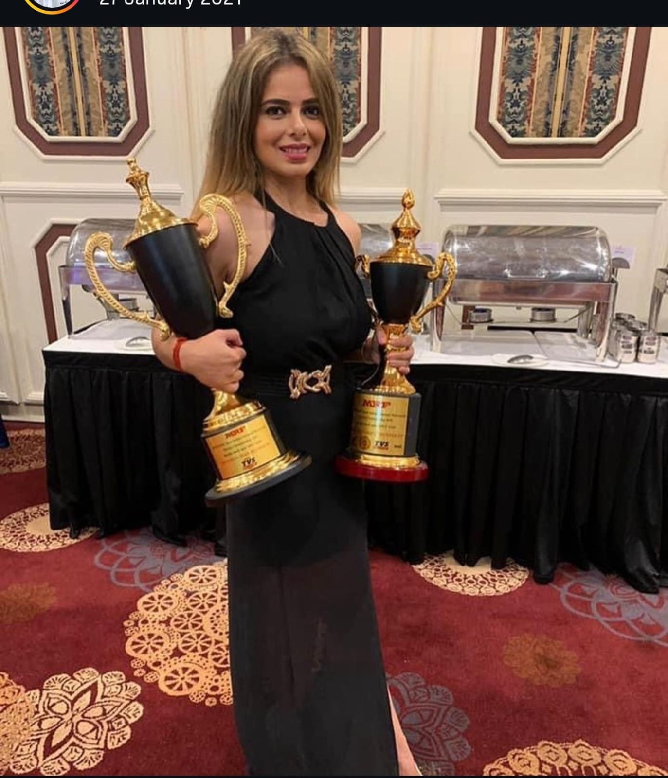 Race car and wheel trophies